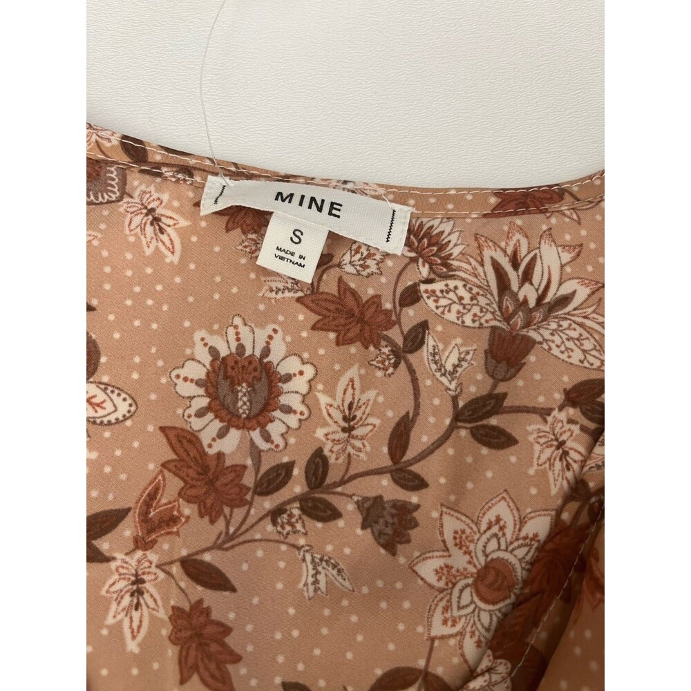 Mine Women’s A Line Dress Layered Button Down Small Floral V Neck Short Sleeve - Picture 9 of 12